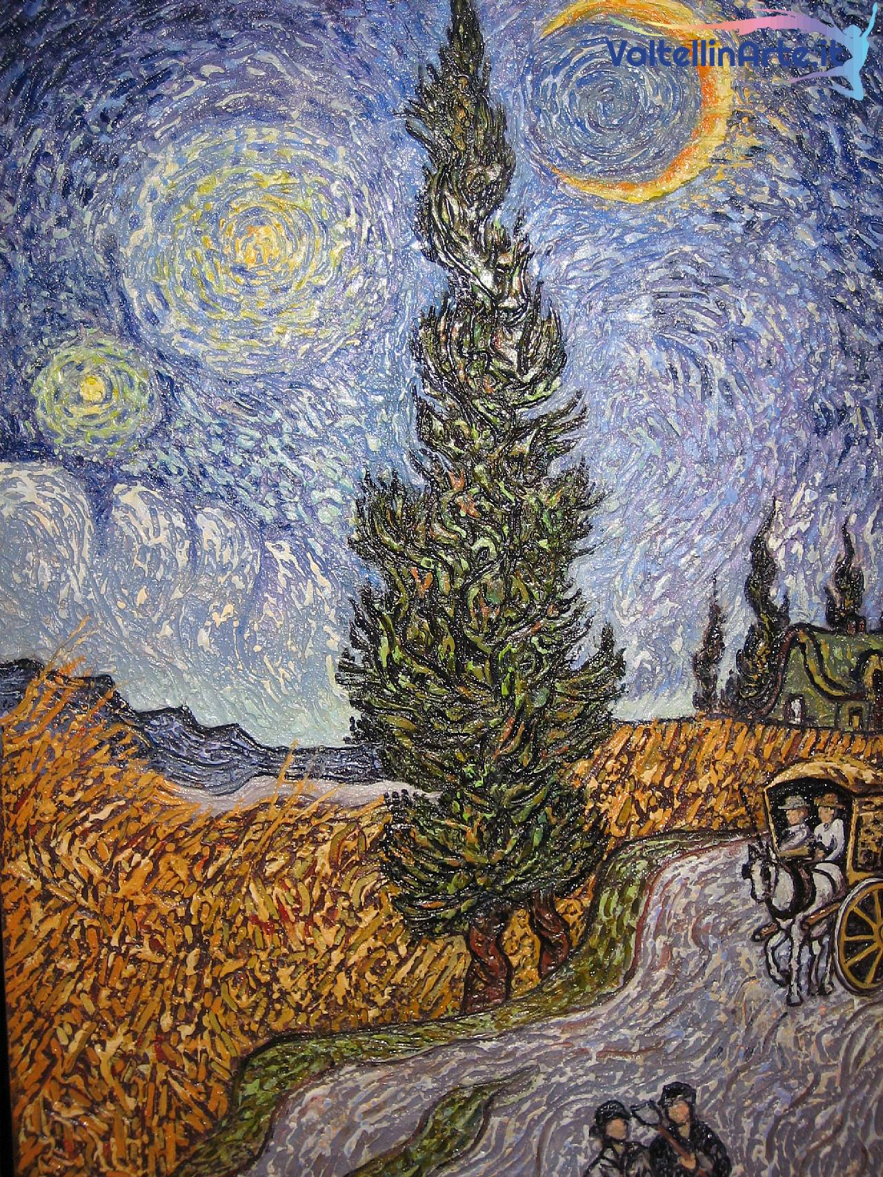 Strada con cipresso al chiaro di luna (Omaggio a Van Gogh