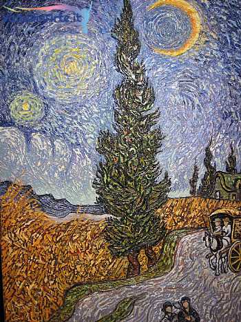 Strada con cipresso al chiaro di luna (Omaggio a Van Gogh